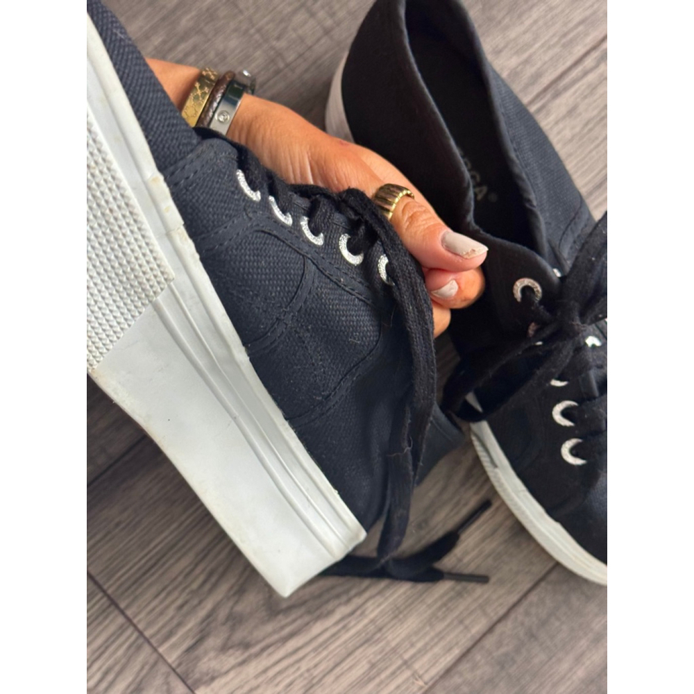 SUPERGA Black Canvas Platform Fashion Sneakers Womens Size 7, Mens Size 5.5 - Picture 6 of 13